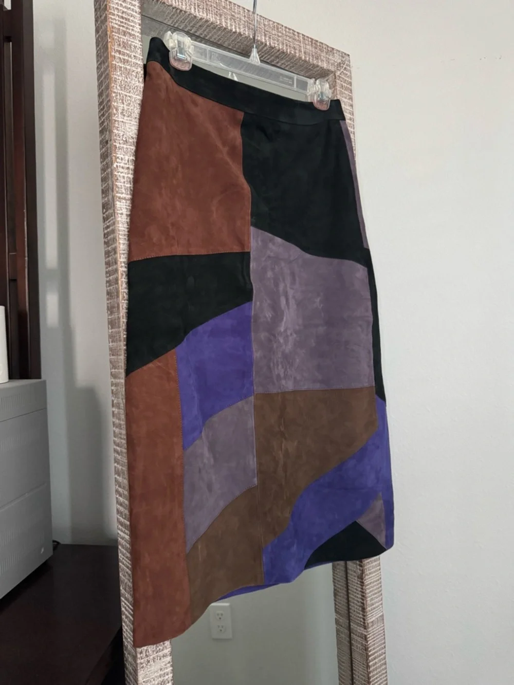 Sezane Magalia Skirt in Suede Patchwork Retro - Picture 2 of 8